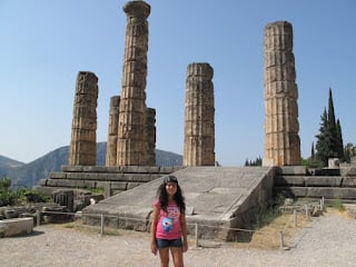 Me, Loren, in front of Apollo's temple in Delphi